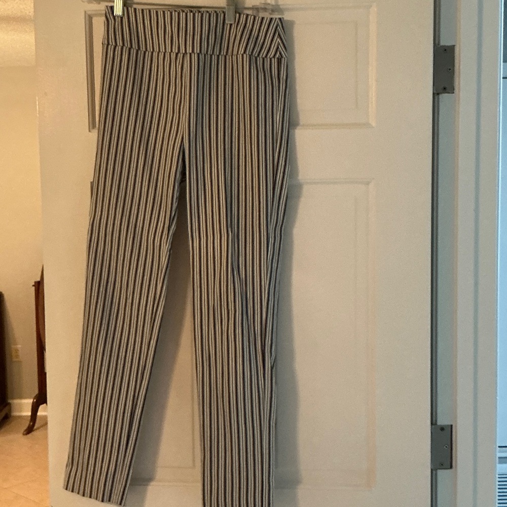 Elliott Lauren Black and White Striped Straight Leg Pants
